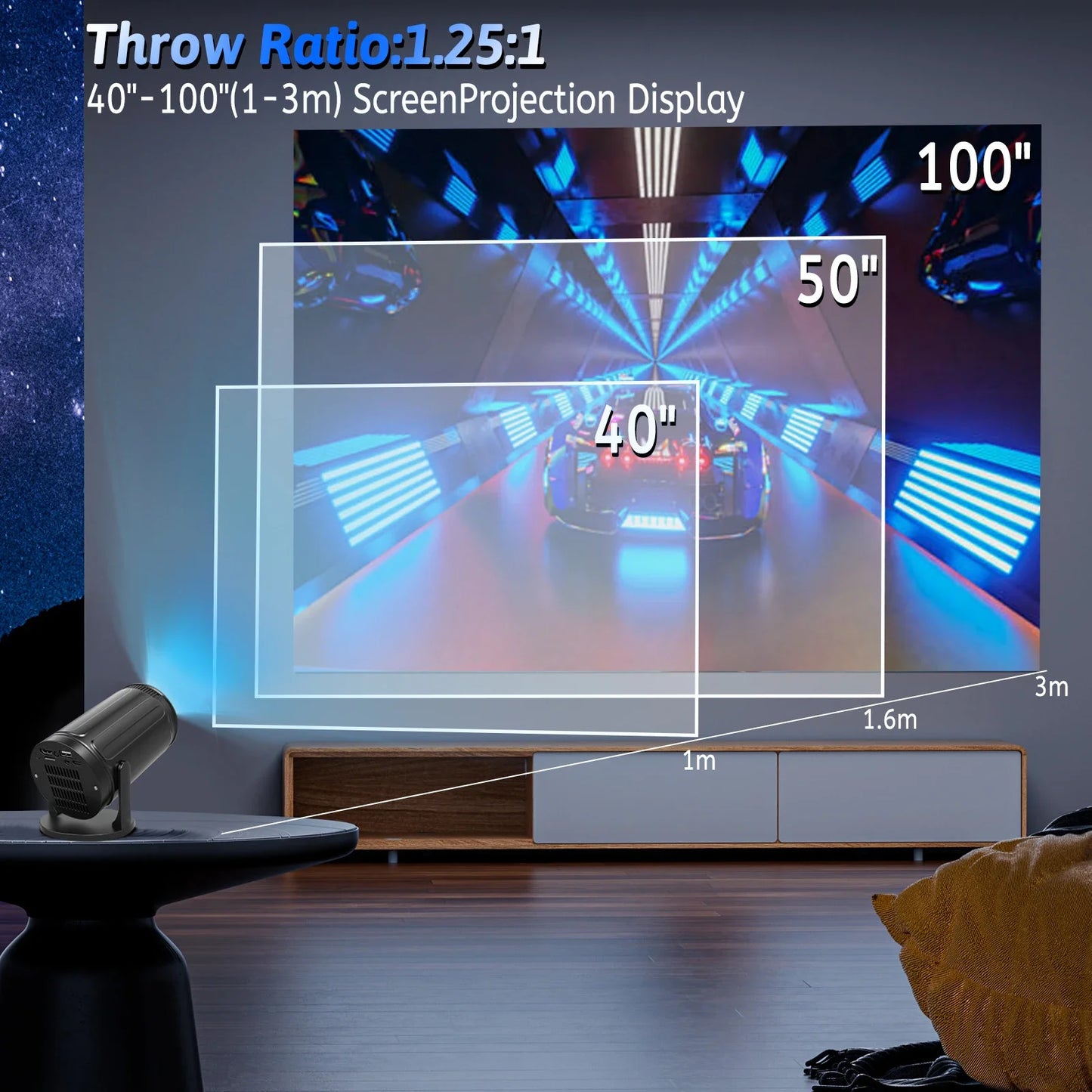 Mini HD Portable Projector 1280x720P - High Brightness 2.4G WiFi Home Theater