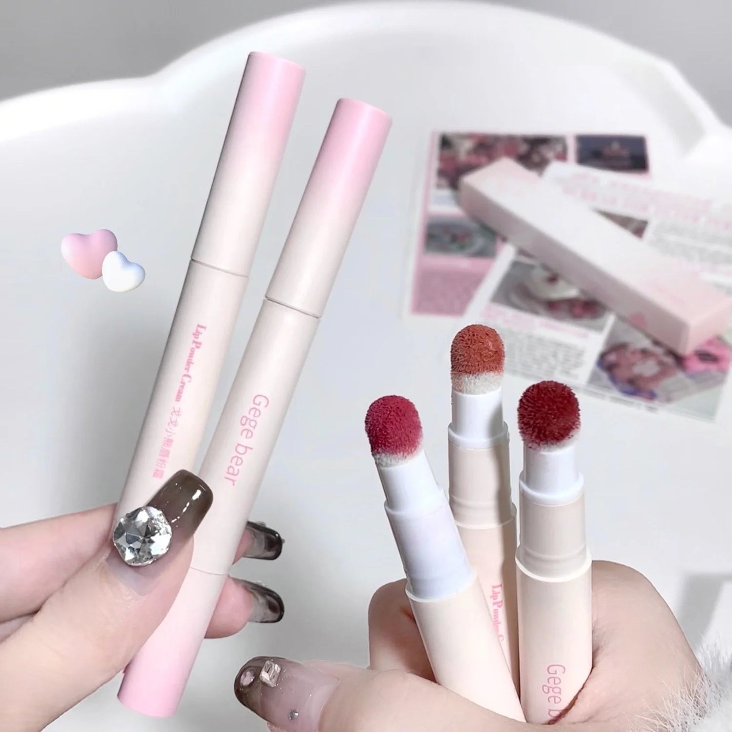 Red lip powder cream is silky smooth, moisturizing, wrinkle free, soft mist, matte lip base