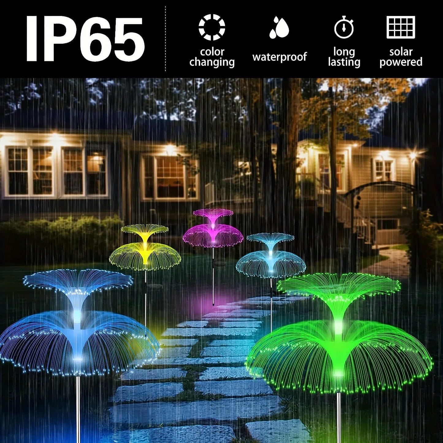 Solar Jellyfish Reed Lights - 7 Colors Variable Outdoor Garden Stake Lights