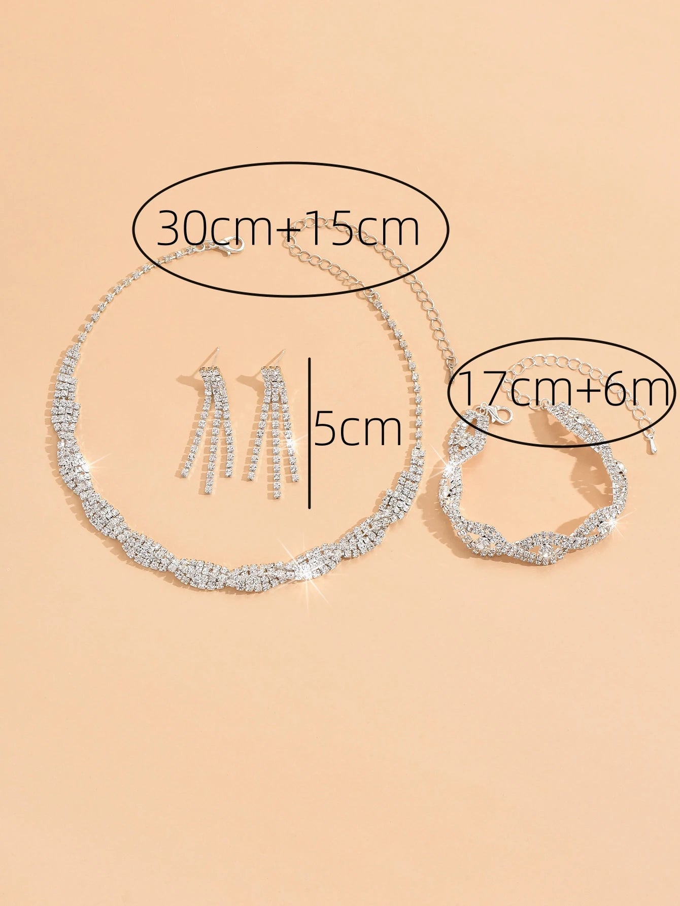 4-piece fashionable women's jewelry set with claw chains, rhinestones, necklaces, earrings, bracelets, gorgeous jewelry accessor