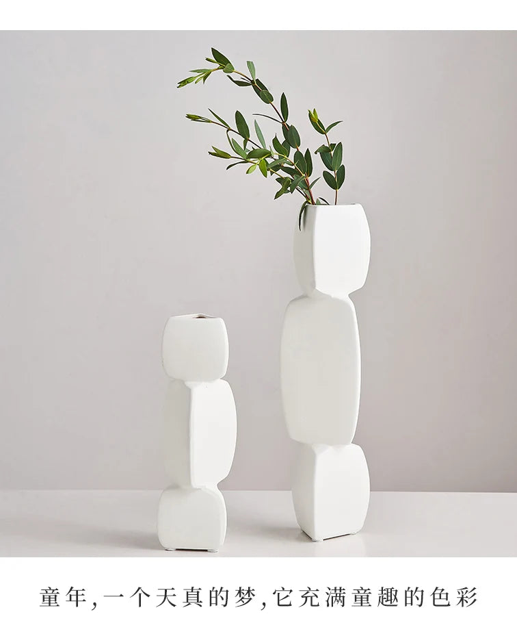 Modern Minimalist Black Vase - Nordic Style Home Decor Art Ornament for Living Room