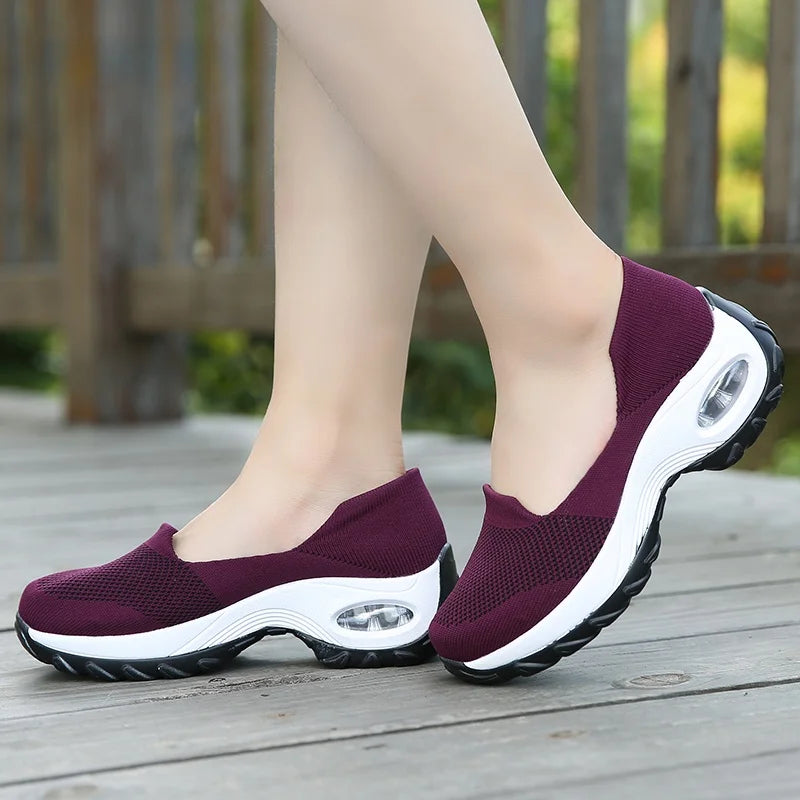 Shoes for Women Casual 2025 Anti Slip Outdoor Thick Sole Sloping Heel Breathable Casual Comfortable Sports Shoes Walking Shoes