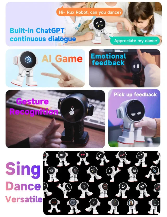 RUX Advanced AI Robot - ChatGPT Bluetooth WiFi Touch Screen Smart Desktop Assistant