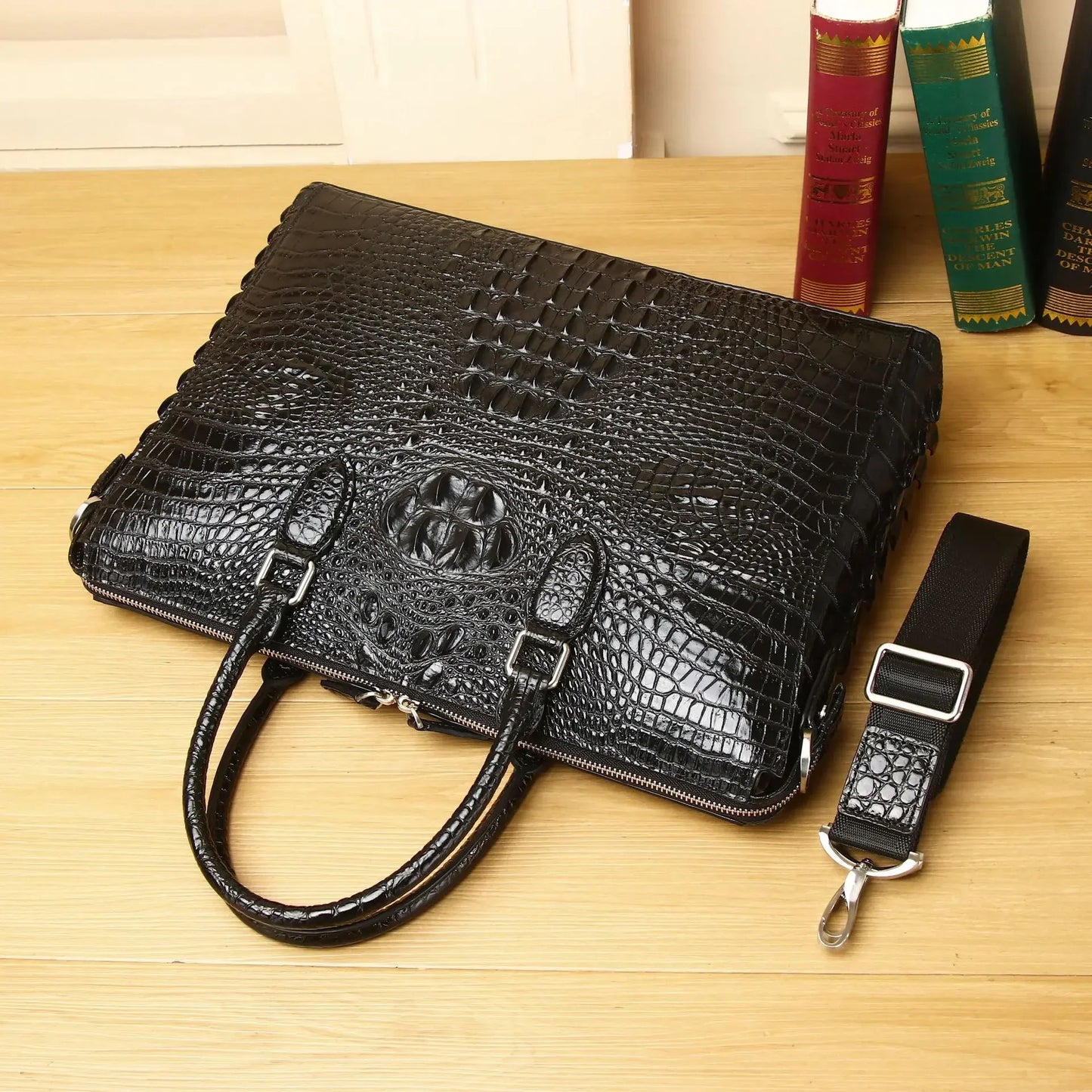 2025 New alligator Laptop Bags Cow Genuine Leather Men's Briefcase Luxury Brand Male Handbags Men Messenger 14 Inch Computer Bag