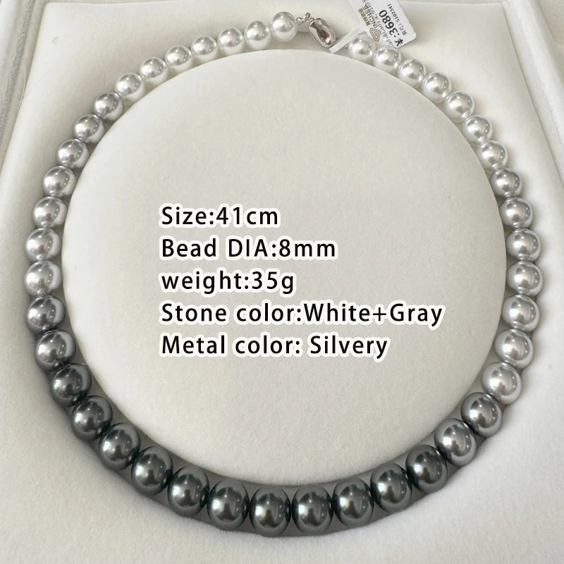French elegant white gradient champagne pearl bead necklace for women's luxury accessories collarbone chain 2024 fashion jewelry