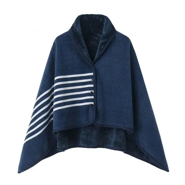 Thick Plaid Blanket Warm Winter Wearable Blanket Adults Office Travel Soft Fleece Throw Blankets With Button Home Shawl
