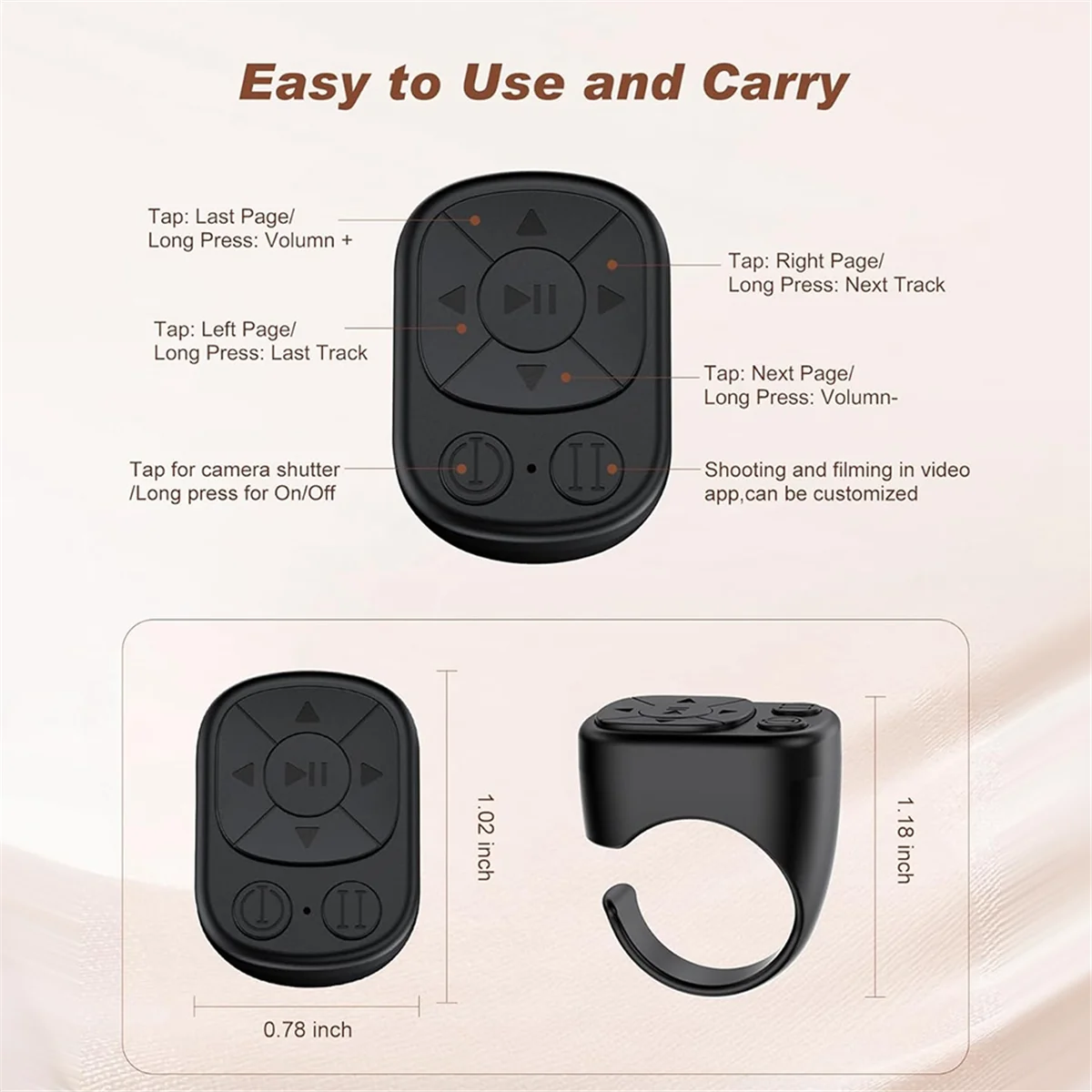Smart Ring Remote Bluetooth Page Turner for TikTok YouTube IG Control