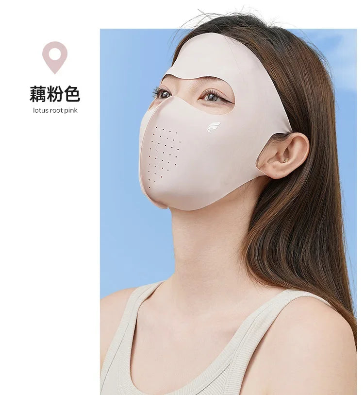 Ladies and Men's Summer Full Face Hyaluronic Acid Sunscreen Mask UPF 500+UV Protection Breathable Ice Silk Mask for Outdoor Spor