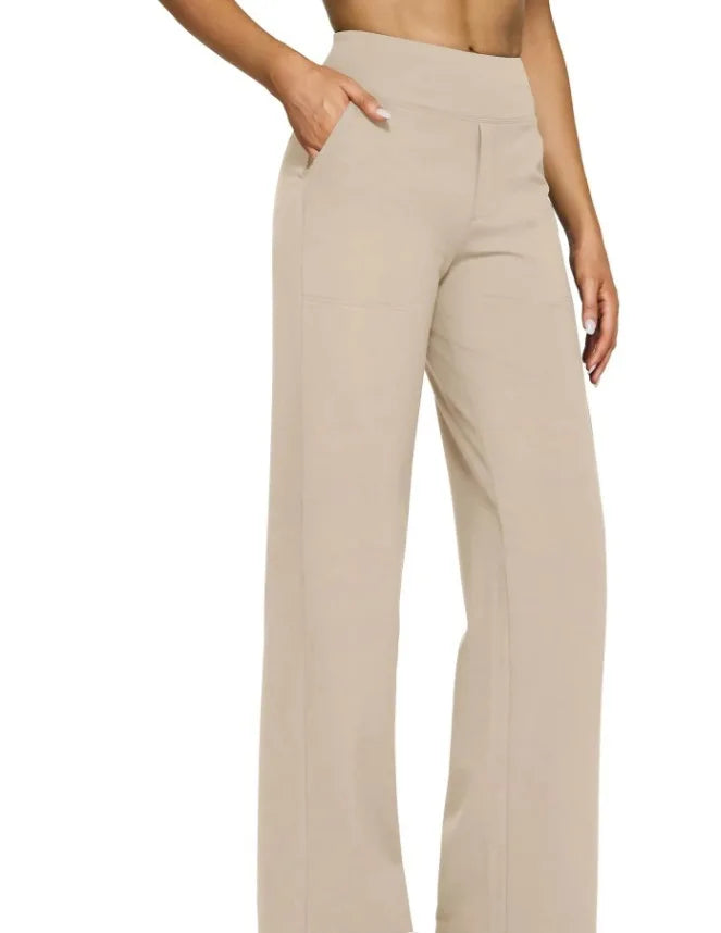 Yoga Pants Women Wide Leg Pants with Pockets High Waist Stretch Dress Casual Sweatpants Petite/Regular/Tall