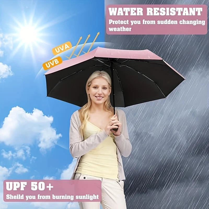 Anti-Uv Mini Umbrella For Sunny And Rainy Days, Portable With Uv Coating And 6 Reinforced Ribs