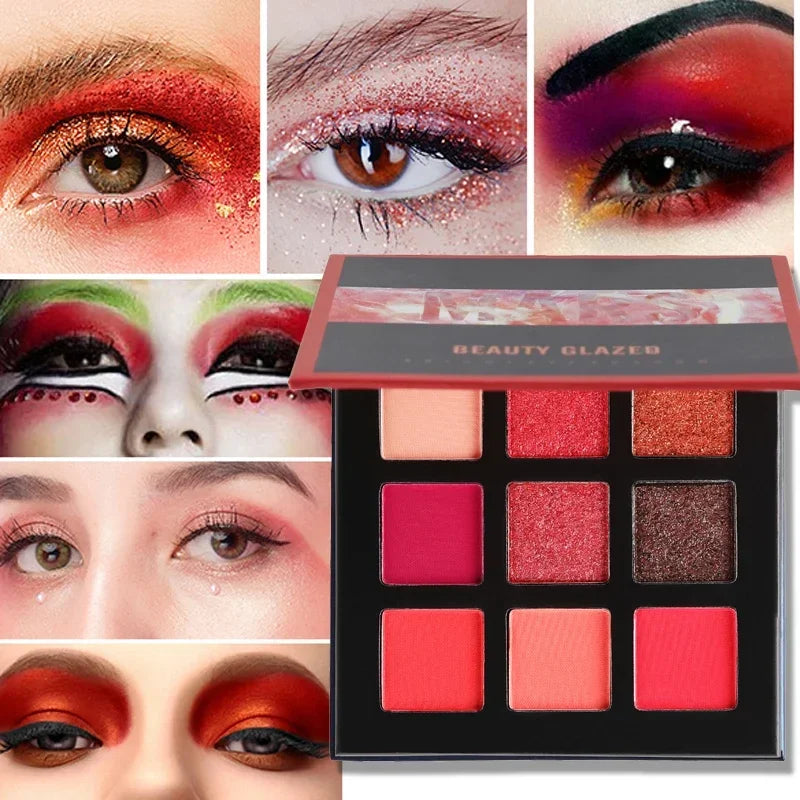 Beauty GLAZED Eyeshadow Palette 9 Color Shimmer Matte Longlasting Waterproof Palette Makeup