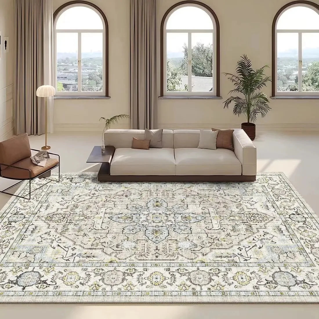 Persian Retro Rug For Living Room Sofa Area Non-Slip Washable Rug For Bedroom