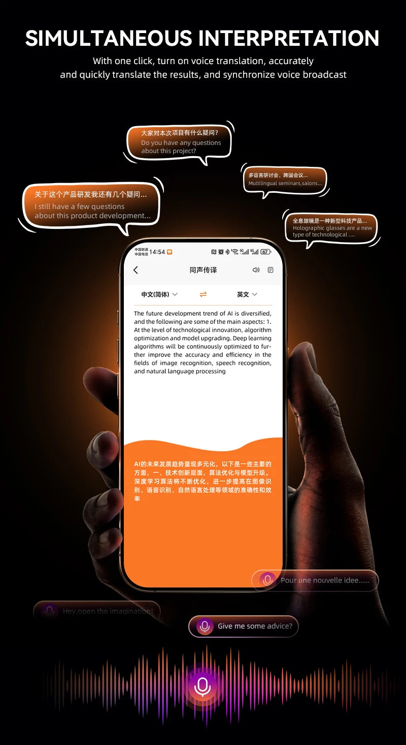 AI Smart Translator Device Voice Language Instant Translation Photo Recognition Translationrt Multifunctional Translator For IOS