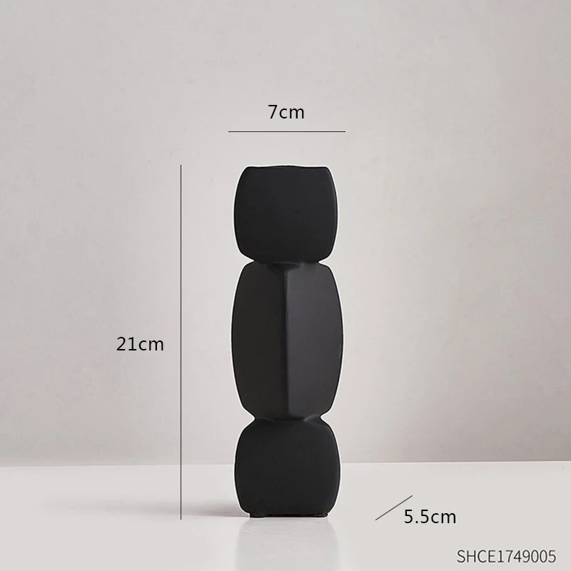Modern Minimalist Black Vase - Nordic Style Home Decor Art Ornament for Living Room