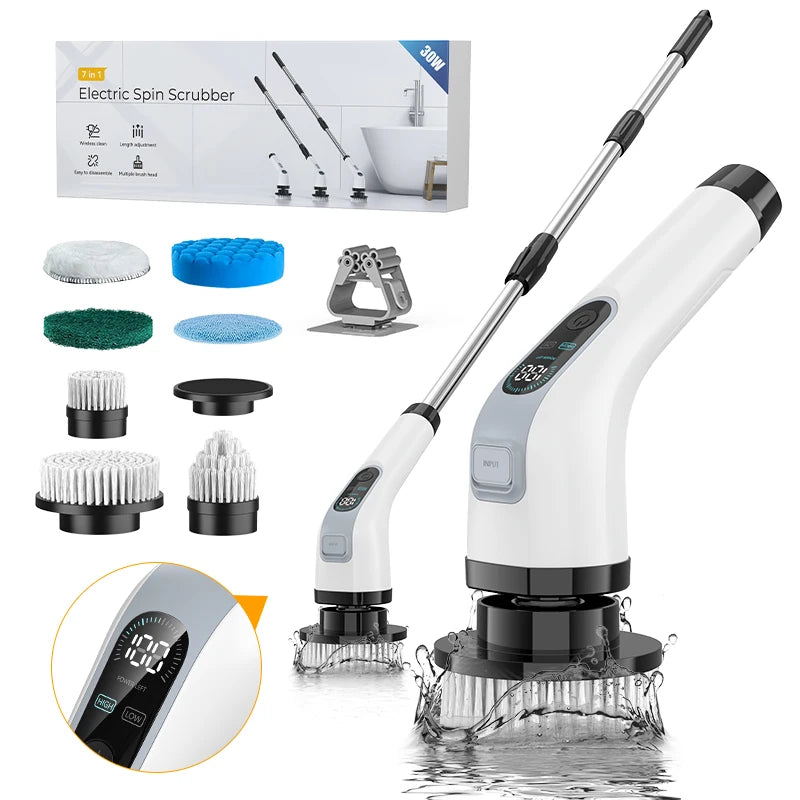 Cordless Electric Cleaning Brush 7-in-1 Bathroom Window Electric Spin Cleaner Kitchen Toilet Automotive Household Rotate Clean