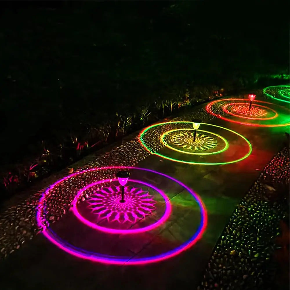 Solar RGB Color Changing Garden Lights - Waterproof Auto On/Off Landscape Lighting