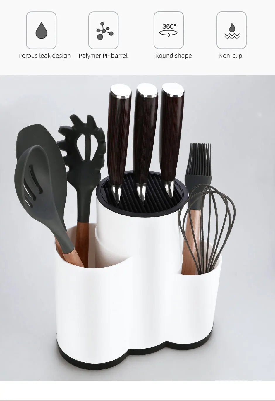Knife holder Multi-Function Utensil stand Knife Block PP Flatware Drainer Storage Box Spoon Fork Kitchen Organizer Rack
