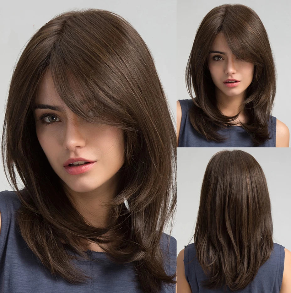 ALAN EATON Long Blonde Wigs for Women Synthetic Hair Wig with Fringe Ombre Color with Dark Roots Layered Wigs Heat Resistant