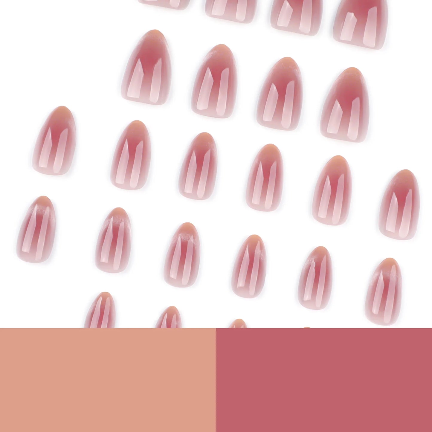 24pcs French Almond Press on Nails Simple False Nails Wearable Stick-on Nail Fake Nails Uñas Postizas Mujer Накладные Ногти 네일팁