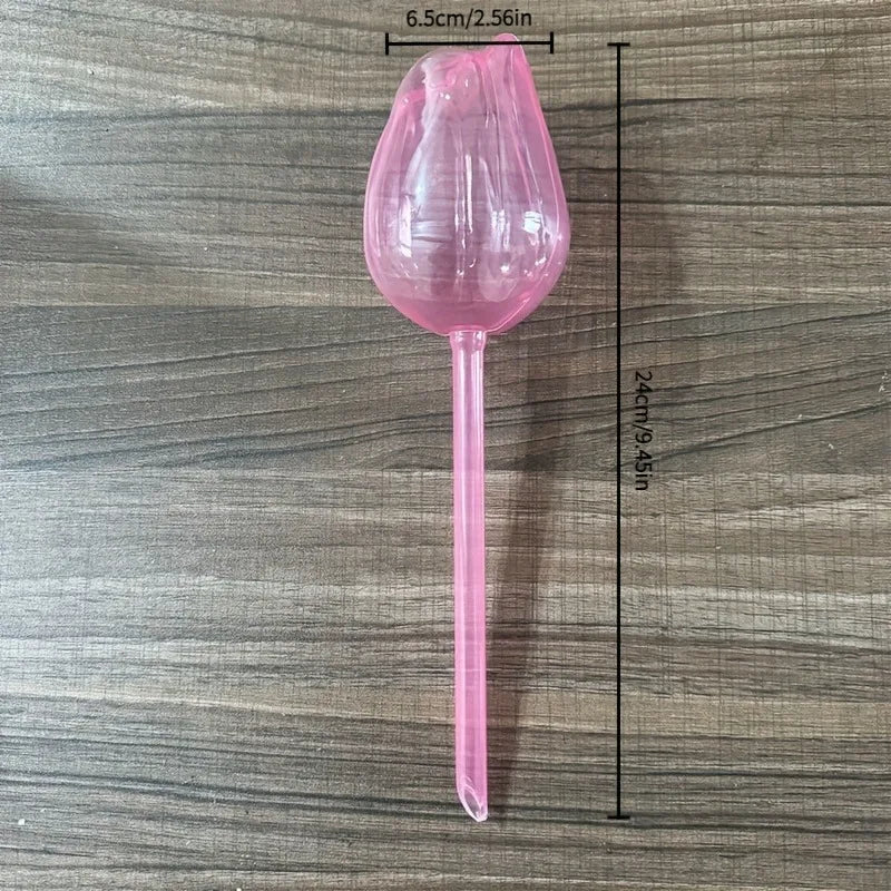 Pink Tulip Plant Watering Balls - Automatic Plant Drippers for Indoor & Outdoor Plants
