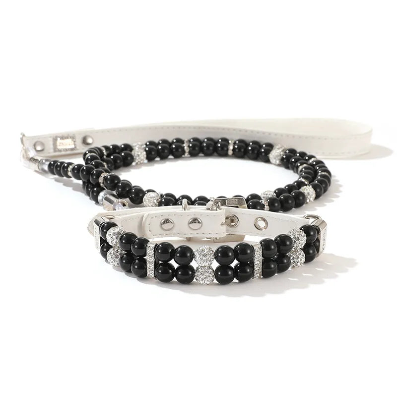 Pet Leash Collar Jewelry Pearl Cat Necklace Small and Medium-sized Dog Harnesses Supplies Wholesale