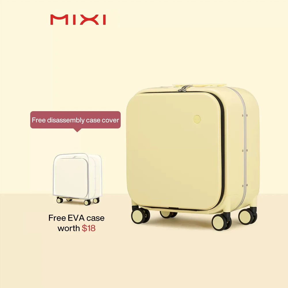 Mixi New Patent Design Carry On Suitcase Women 18 Inch Rolling Luggage Men Polycarbonate Aluminum Frame Elegant Noble
