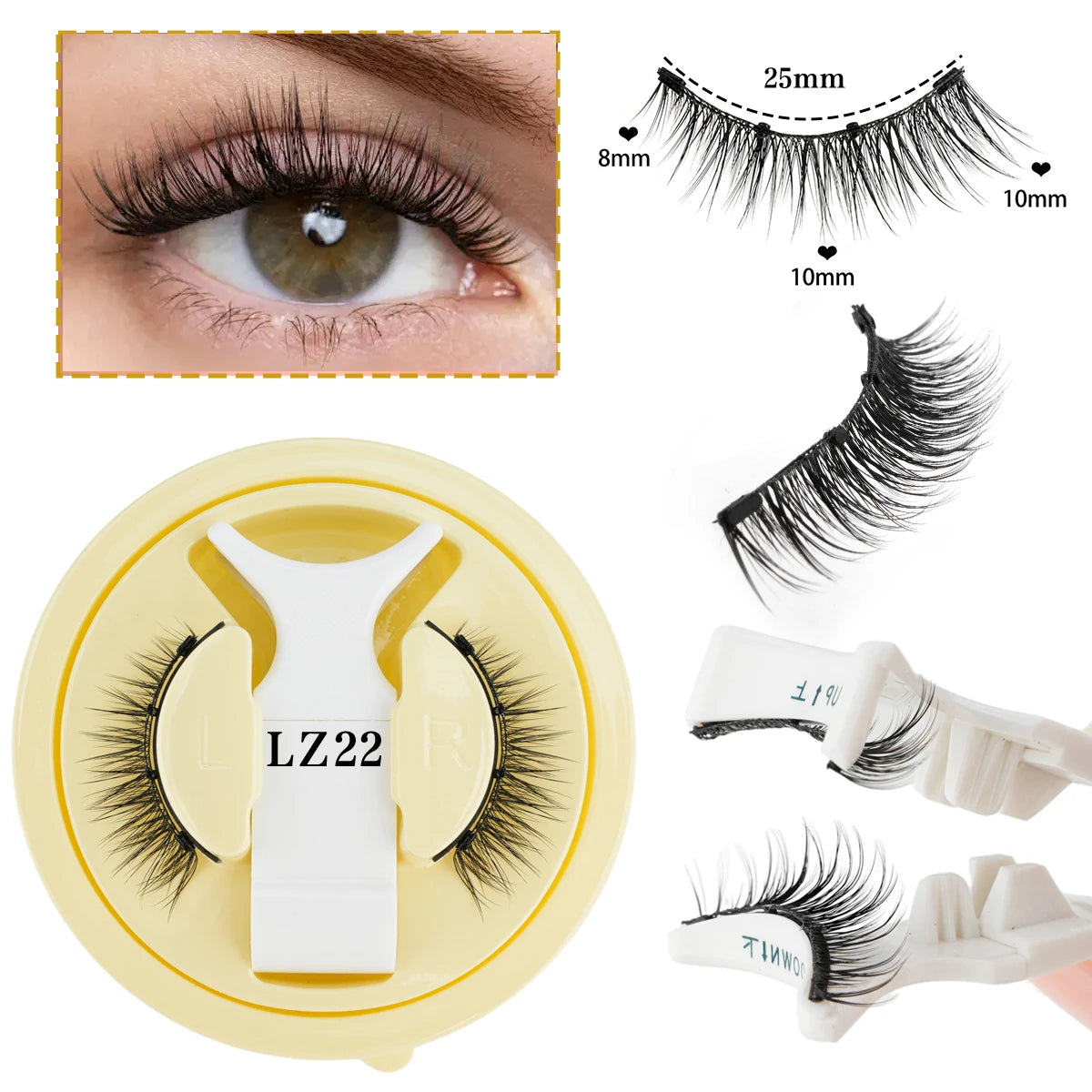 Magnetic Eyelashes 3D Mink - Reusable False Lashes Set with Tweezers Tool