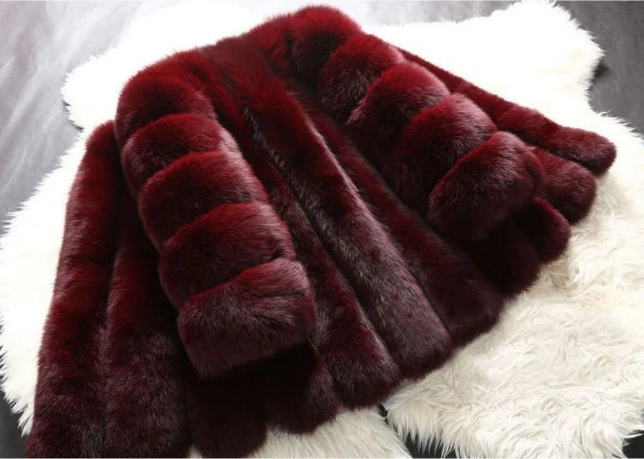 Luxe Faux Fur Jackets for Women Long Puff Sleeve Woman Coat Solid Short Warmth Outerwear Clause Ladies Elegant Streetwear