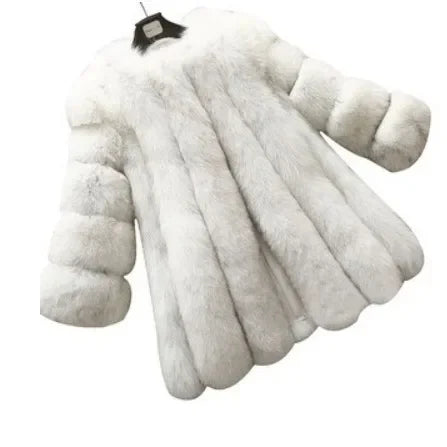 Luxe Faux Fur Jackets for Women Long Puff Sleeve Woman Coat Solid Short Warmth Outerwear Clause Ladies Elegant Streetwear