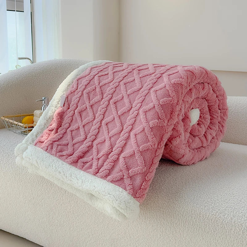 Double Thickened Throw Blanket Pile Tapestry Winter Warm Bed Cover Sofa Blanket Multifuntional Blanket Super Soft Cozy Blankets
