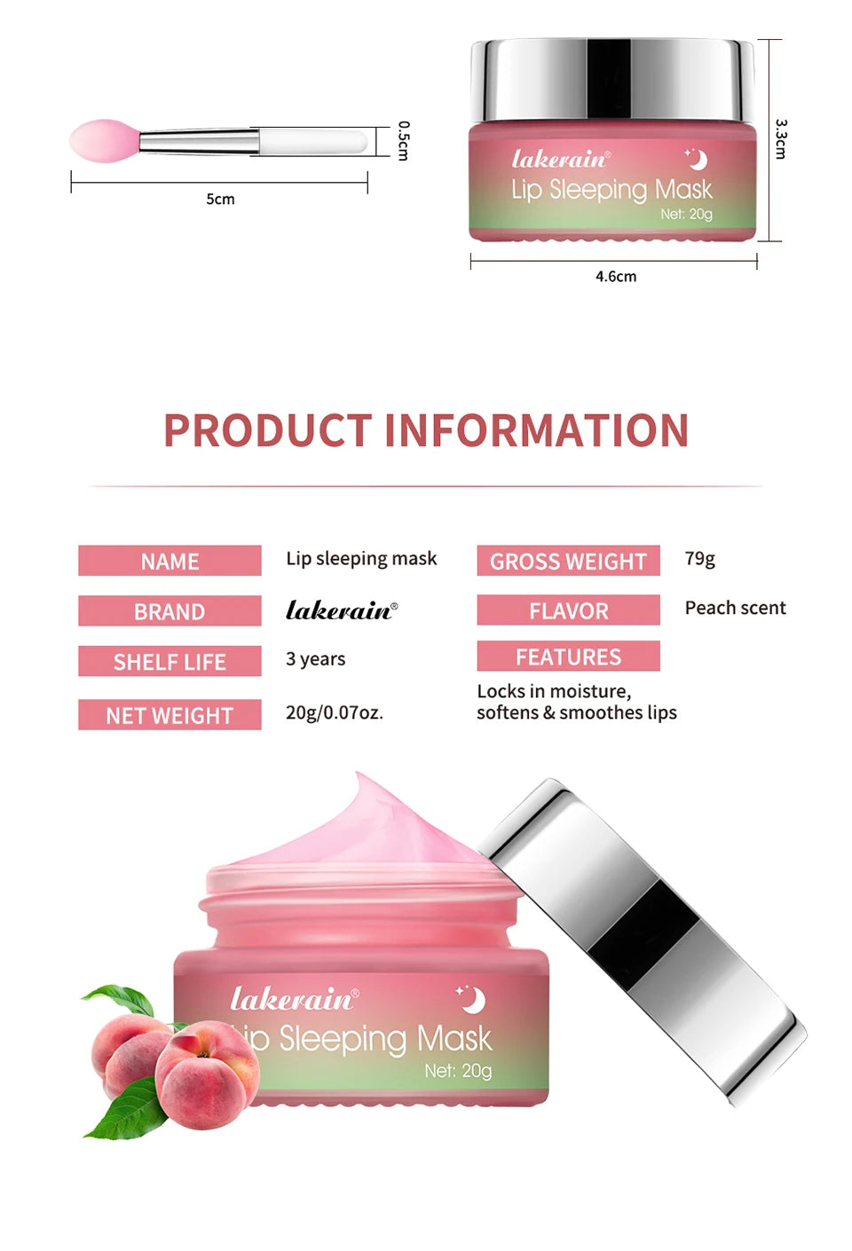 Lip Sleeping Mask Peach Moisturizing And Collagen Enhancing Restores Hydrates And Volumizes Dry And Chapped Lips Care Products