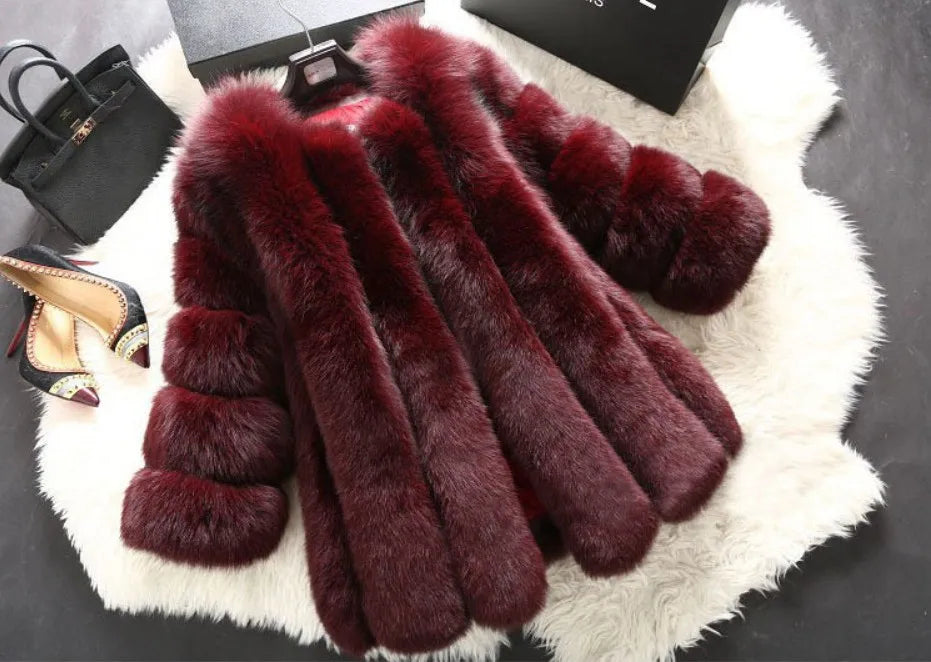 Luxe Faux Fur Jackets for Women Long Puff Sleeve Woman Coat Solid Short Warmth Outerwear Clause Ladies Elegant Streetwear