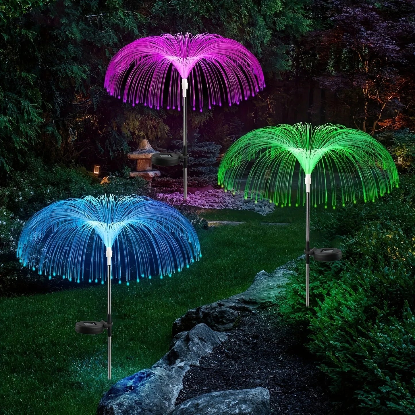 Solar Jellyfish Reed Lights - 7 Colors Variable Outdoor Garden Stake Lights