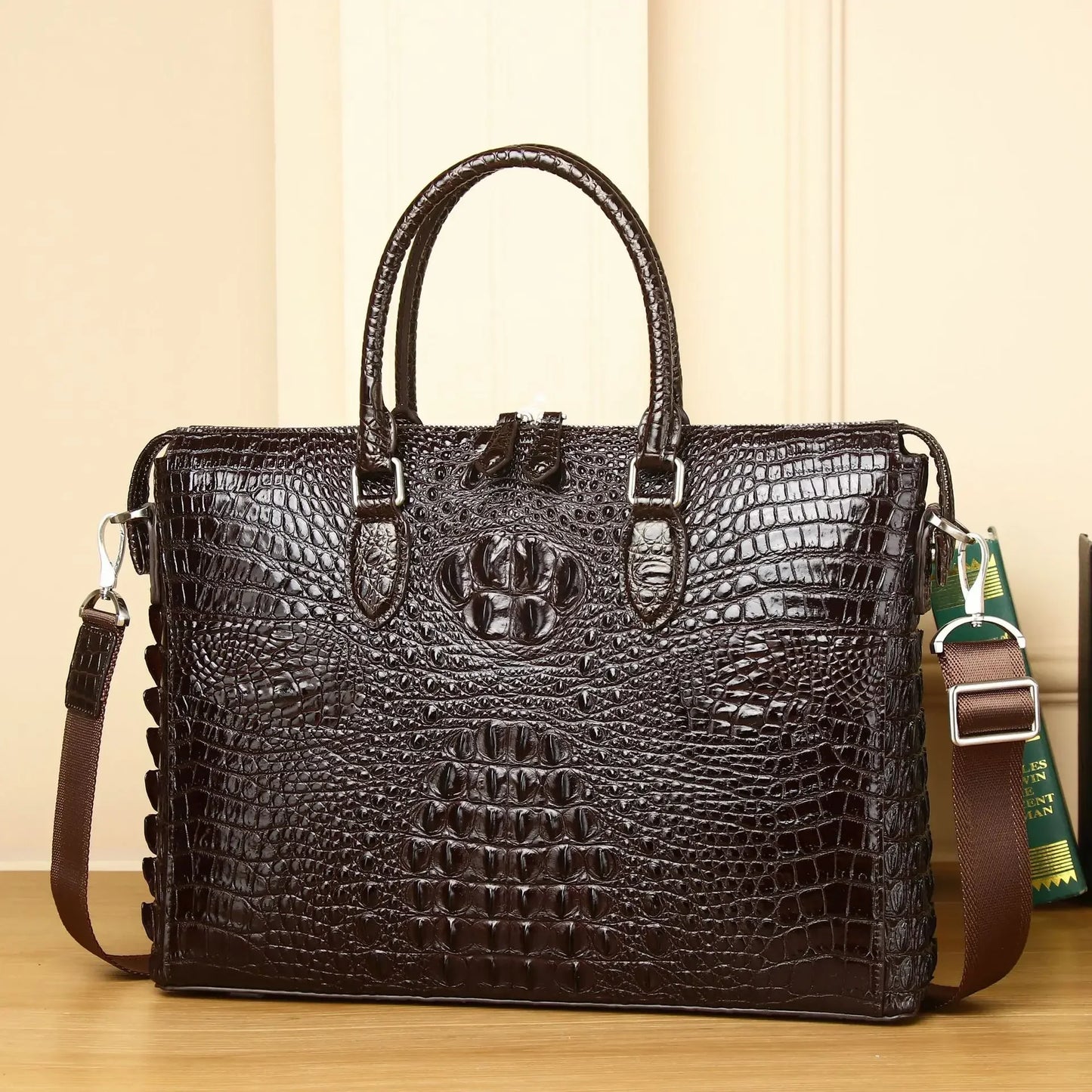 2025 New alligator Laptop Bags Cow Genuine Leather Men's Briefcase Luxury Brand Male Handbags Men Messenger 14 Inch Computer Bag