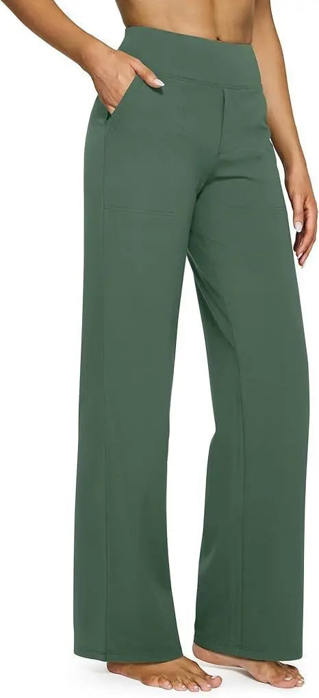 Yoga Pants Women Wide Leg Pants with Pockets High Waist Stretch Dress Casual Sweatpants Petite/Regular/Tall