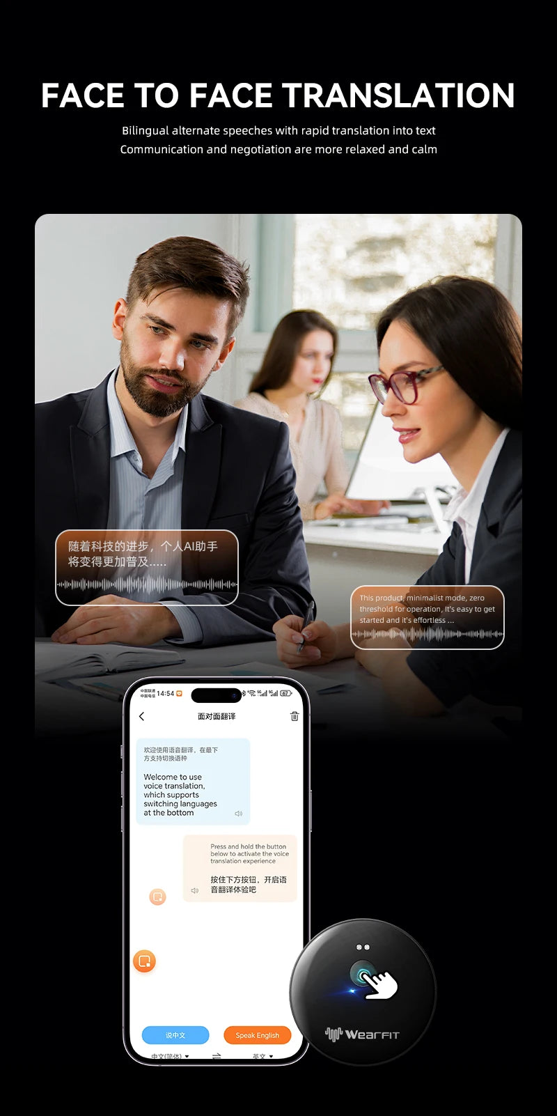 AI Smart Translator Device Voice Language Instant Translation Photo Recognition Translationrt Multifunctional Translator For IOS