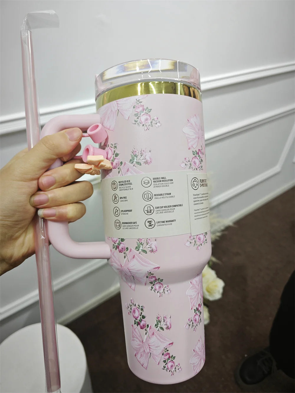 2025 Real Pictures Tumblers With Handle Car Mugs Insulated Tumbler With Lids Straw Stainless Steel Coffee Tumbler Termos Cups