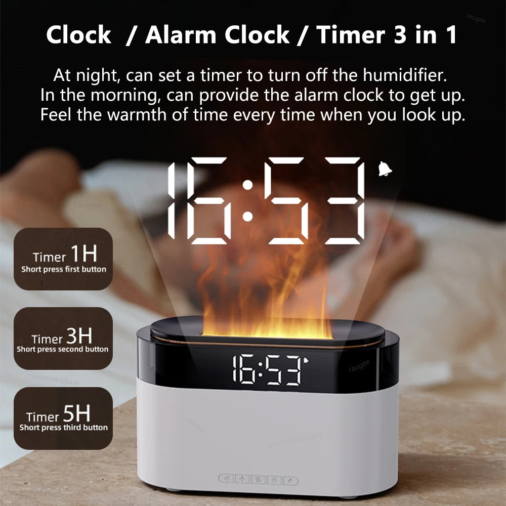 Aroma Air Humidifier Essential Oil Diffuser - Fire Flame Humidifier with Alarm Clock Remote Control