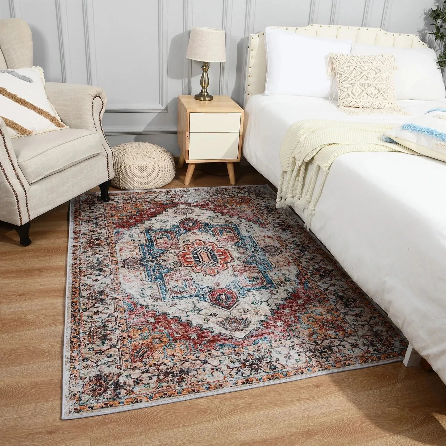Turkish Persian Rug - Retro Ethnic Large Area Rug for Living Room and Bedroom Decor