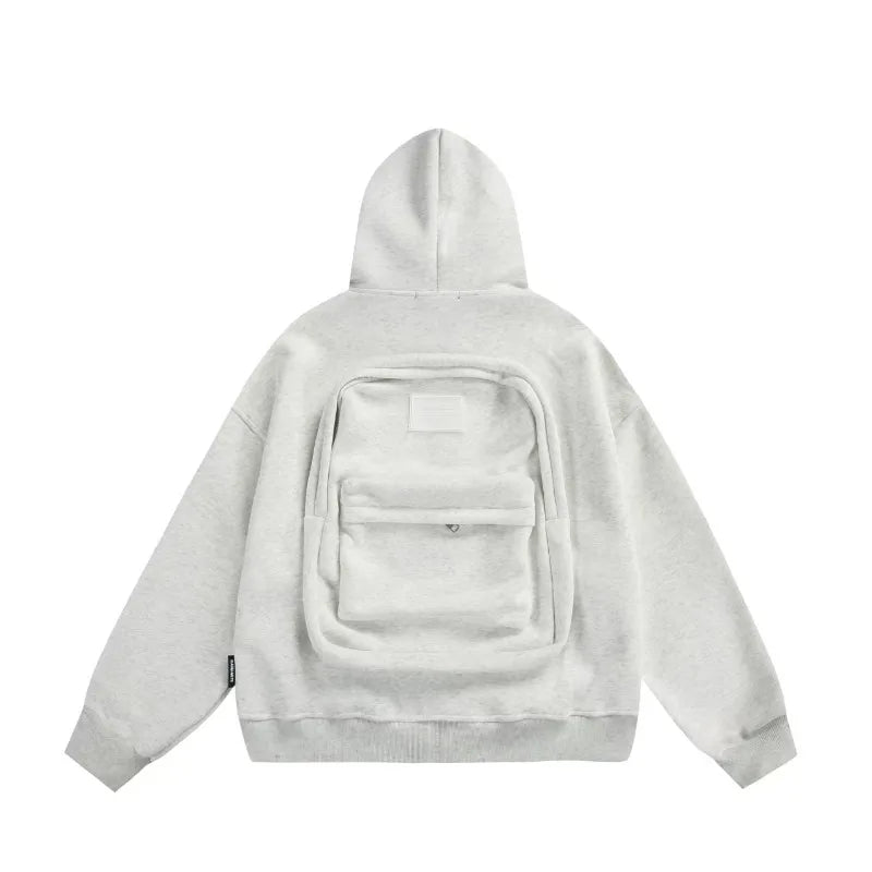 Viral Must Have Backpack Hoodie high street fashion three-dimensional backpack men clothing Y2K trend hoodie oversized casual sportswear
