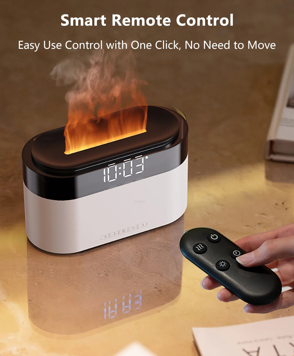 Aroma Air Humidifier Essential Oil Diffuser - Fire Flame Humidifier with Alarm Clock Remote Control