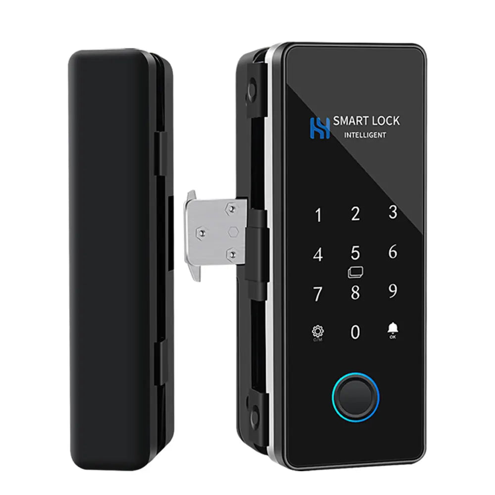 Lock App Bluetooth Smart Glass Door Lock Remote Unlock Fingerprint RFID IC Card Password with Time Attendance Record Report
