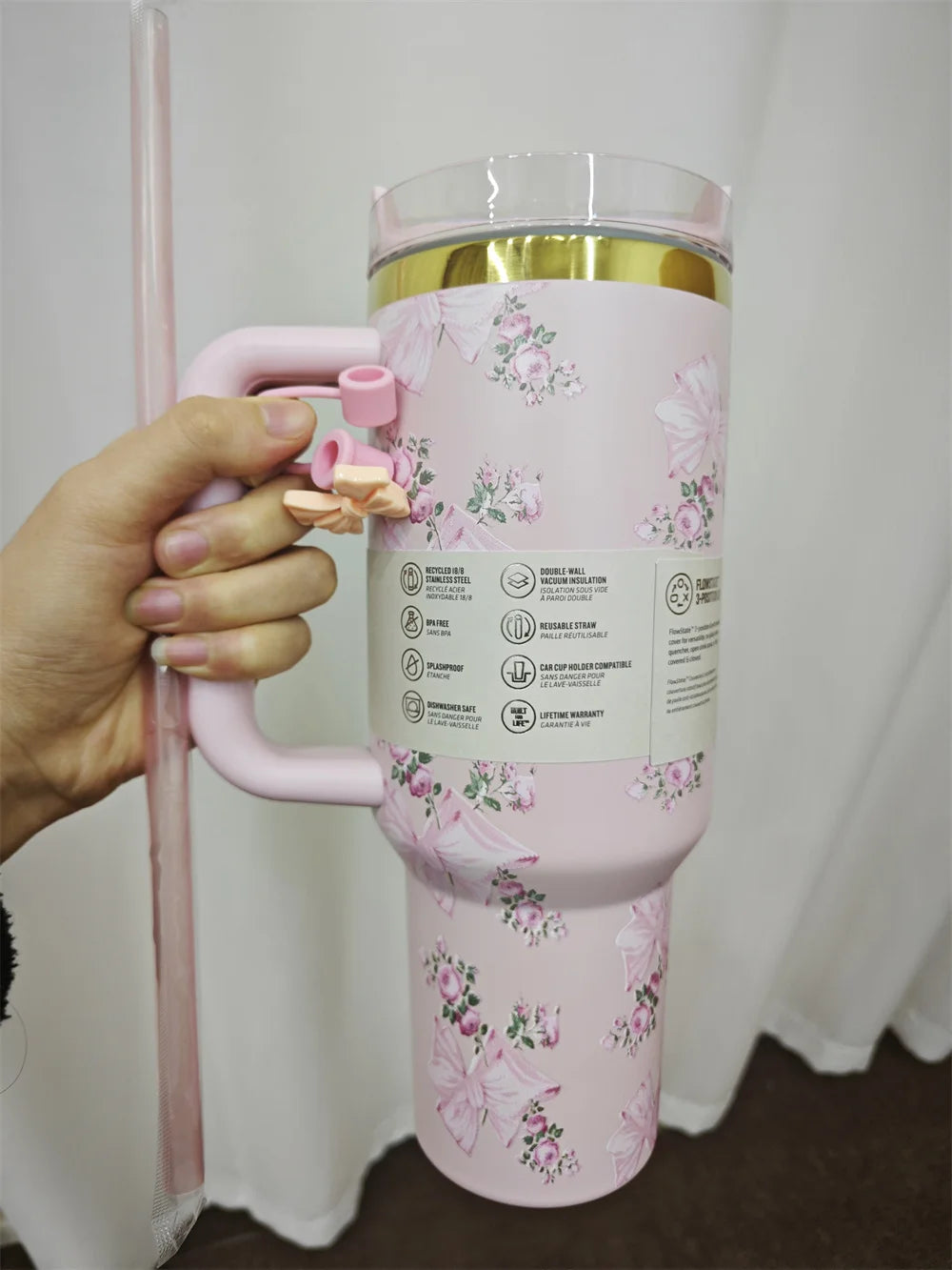 2025 Real Pictures Tumblers With Handle Car Mugs Insulated Tumbler With Lids Straw Stainless Steel Coffee Tumbler Termos Cups