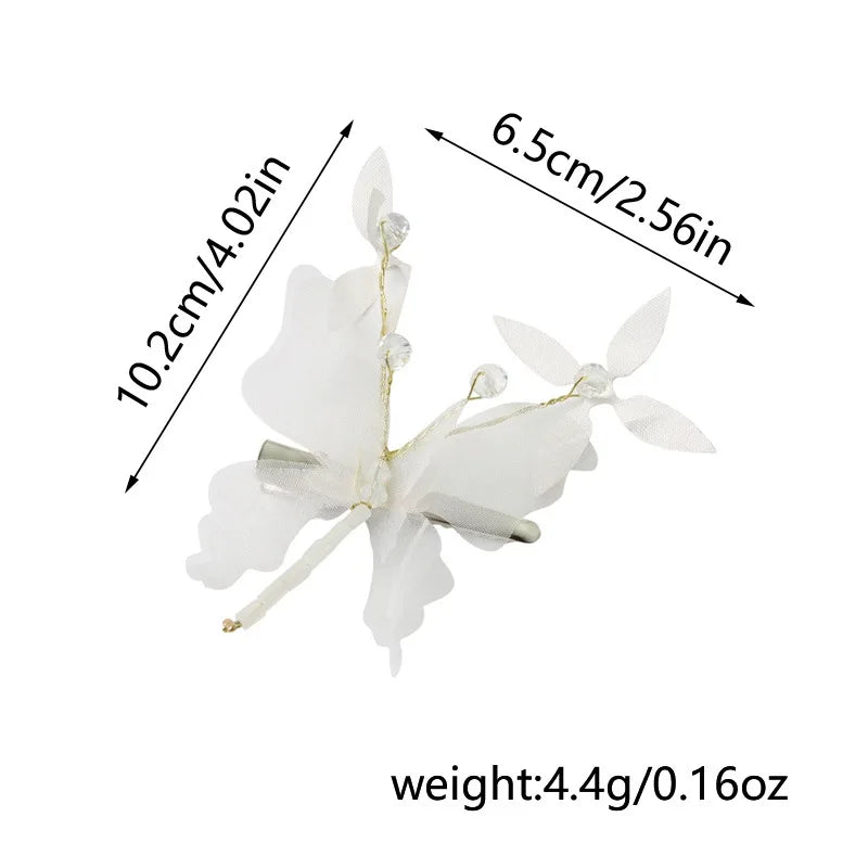 13cm Large Hair Claw For Women Elegant Butterfly Element Hair Gripper Exquisite Silk Flower Hair Clip Fashion Shark Hair Clips