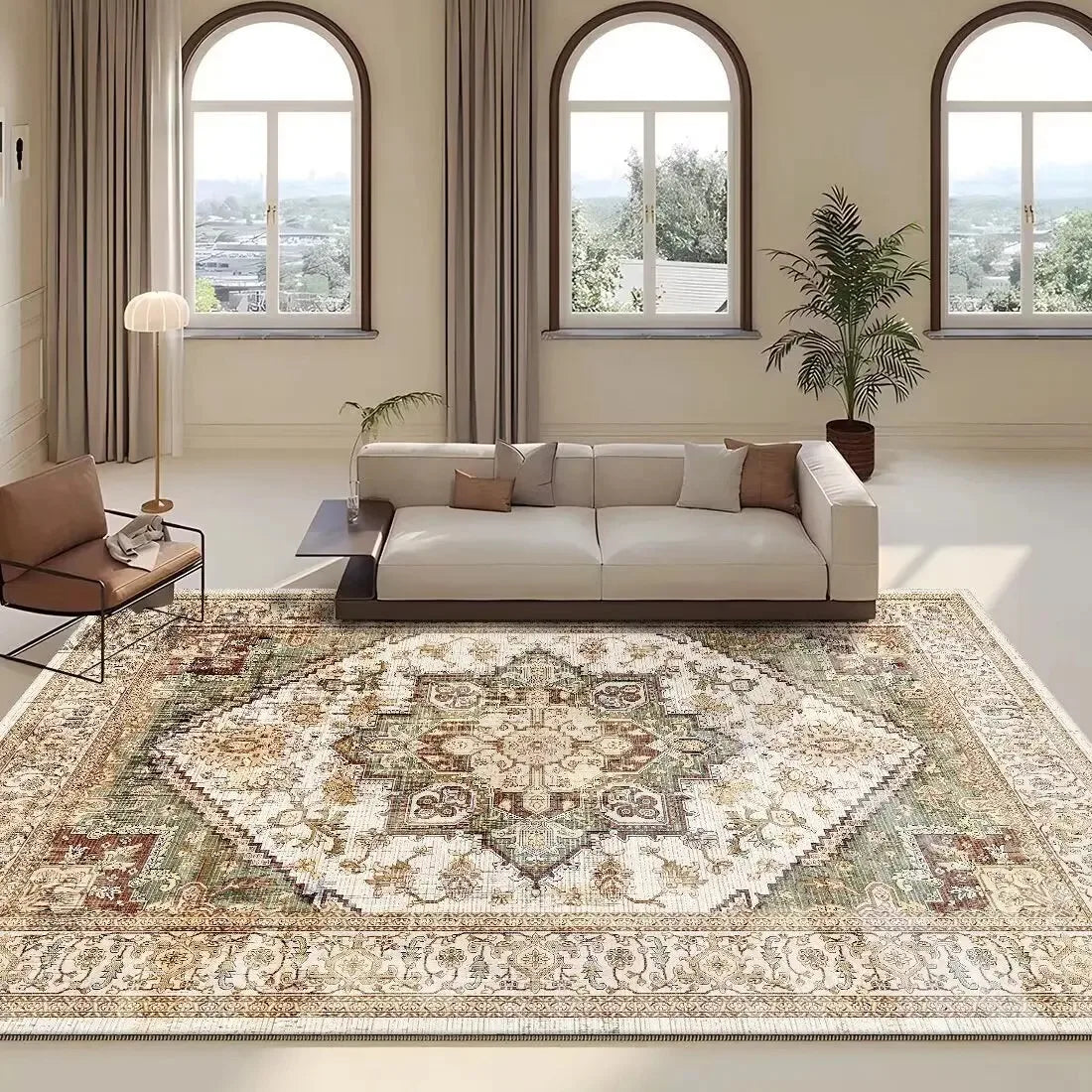 Persian Retro Rug For Living Room Sofa Area Non-Slip Washable Rug For Bedroom