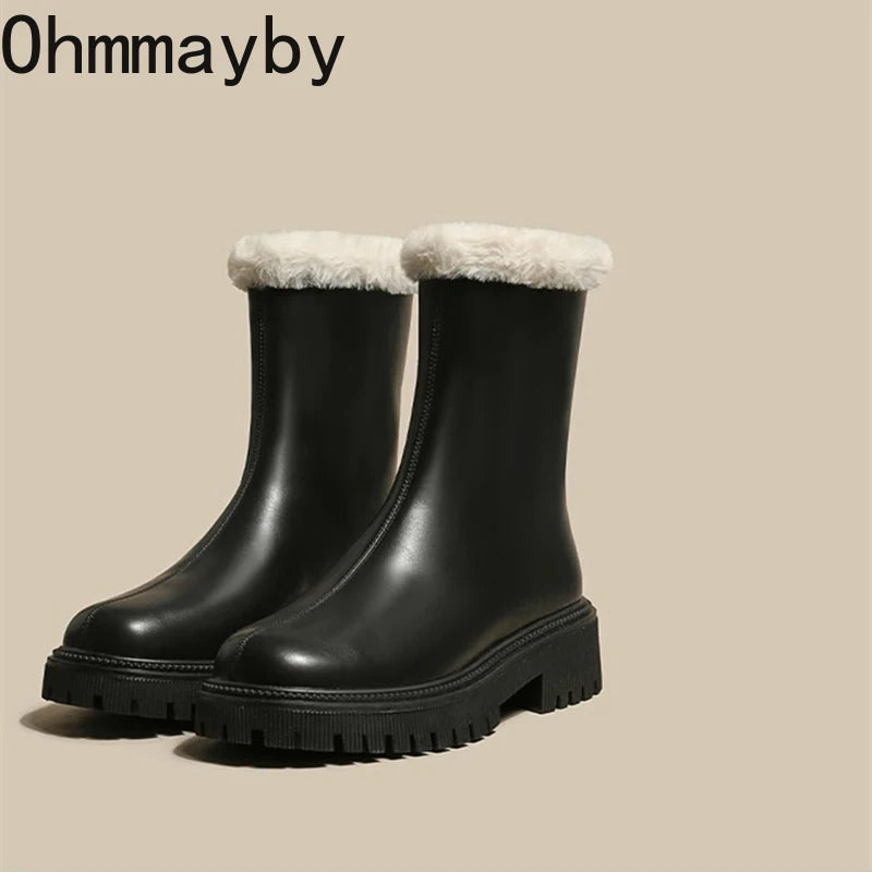 Winter Women Warm Plush Ankle Boots - Comfort Non-Slip Big Size Cotton Short Boots