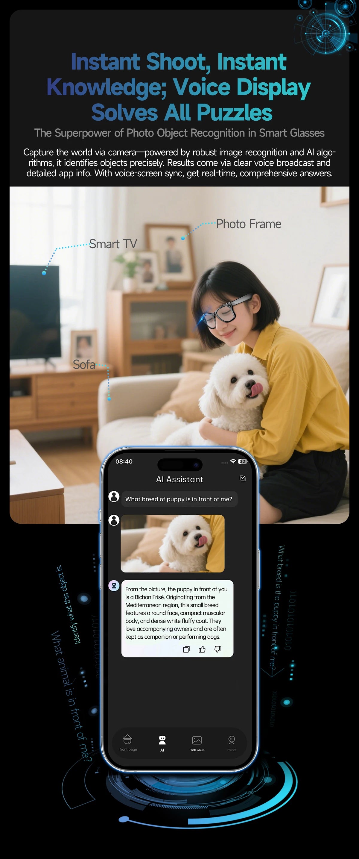 2026 Smart Glasses 8MP Camera WiFi Bluetooth Touch Control IP65 Waterproof AI Translation Noise Cancelling AI Glasses Women