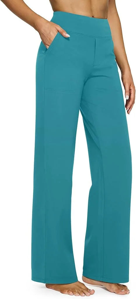 Yoga Pants Women Wide Leg Pants with Pockets High Waist Stretch Dress Casual Sweatpants Petite/Regular/Tall