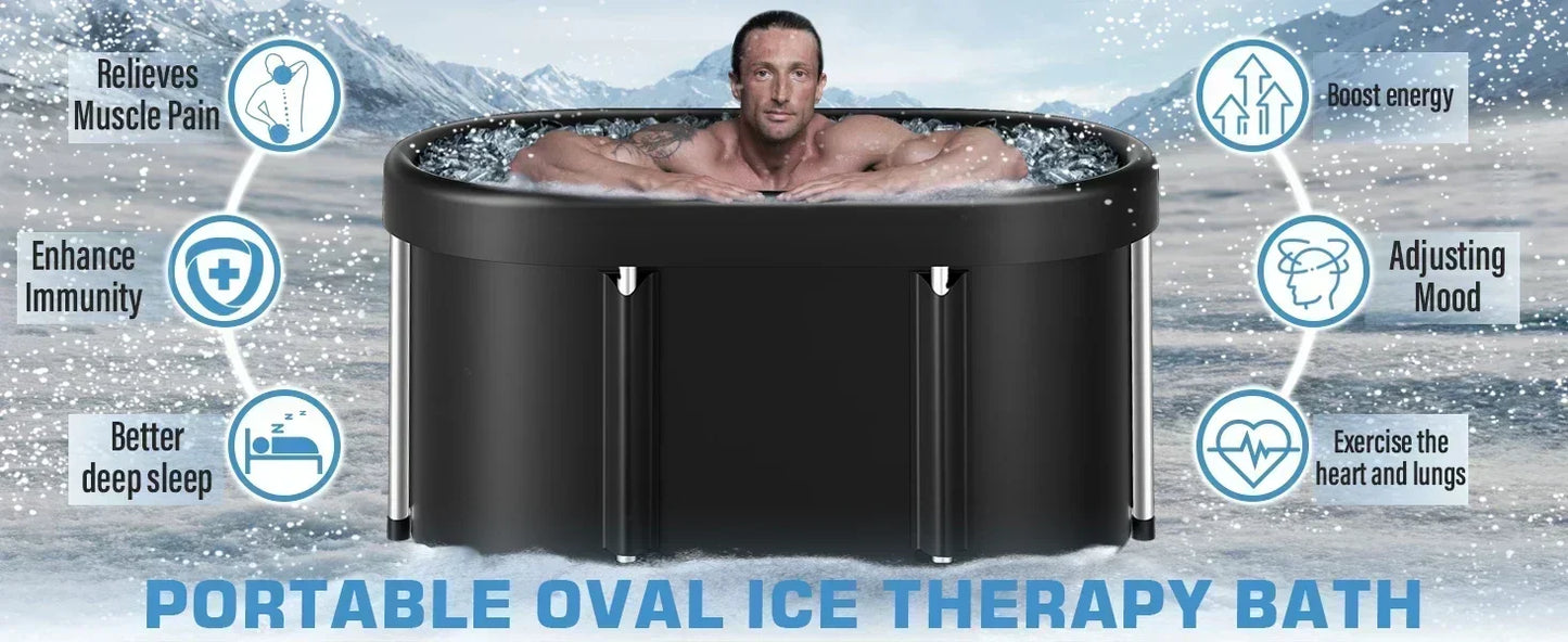 2026 Foldable Ice Bath Tub – Portable Cold Plunge Tub for Home & Outdoor Cold Therapy, Oval Spa-Style Relaxation