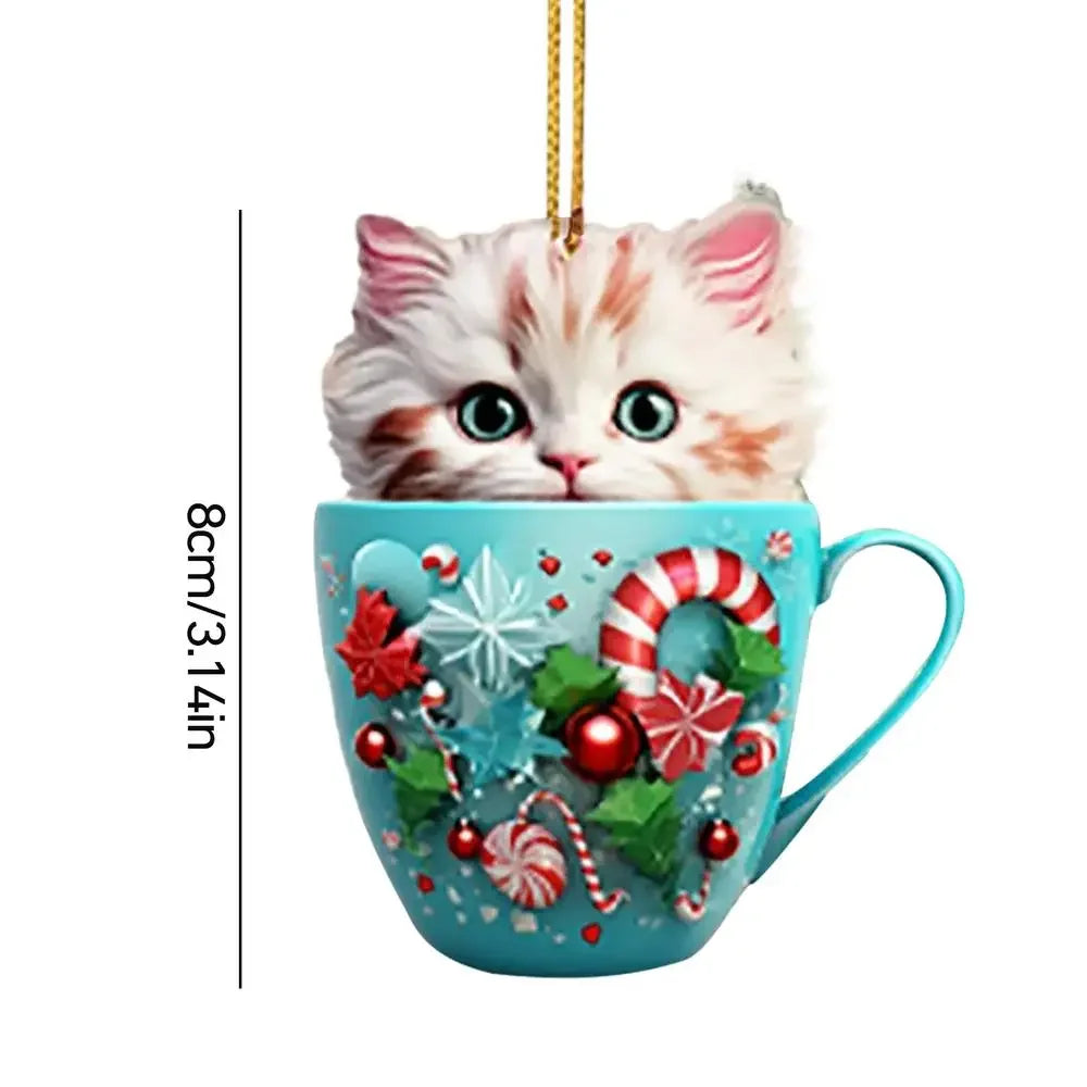 Christmas Tree Cat Pendant - Acrylic Fun Christmas Decorations Party Supplies